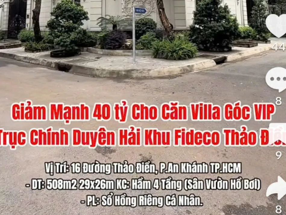Biệt thự ở TP HCM giảm tới 40 tỷ đồng