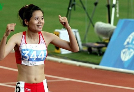 Nguyễn Thị Huyền thi đấu ở nội dung 400m rào nữ tại Olympic Rio