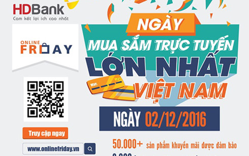 HDBank hoàn 20% cho chủ thẻ ATM khi mua sắm trong ngày 2/12