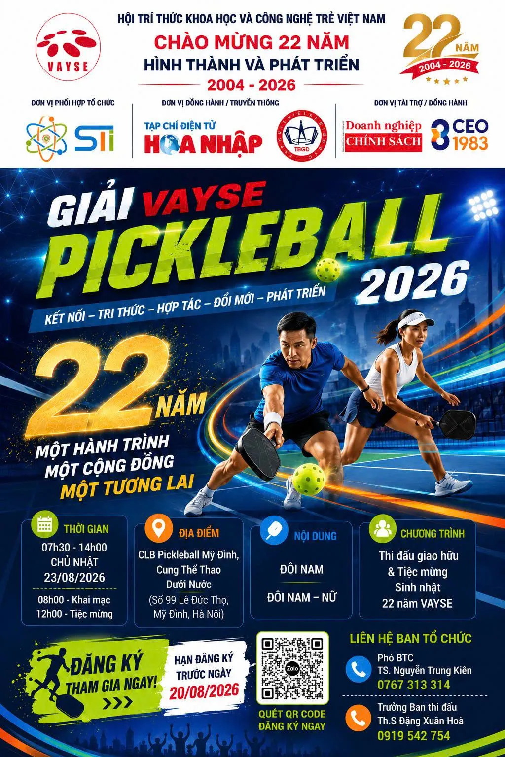Giải VAYSE Pickleball 2026 hướng tới kết nối cộng đồng trí thức trẻ 