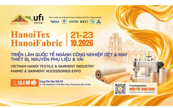 Nhiều công nghệ và giải pháp mới sẽ có mặt tại Triển lãm dệt may quốc tế HanoiTex – HanoiFabric 2026