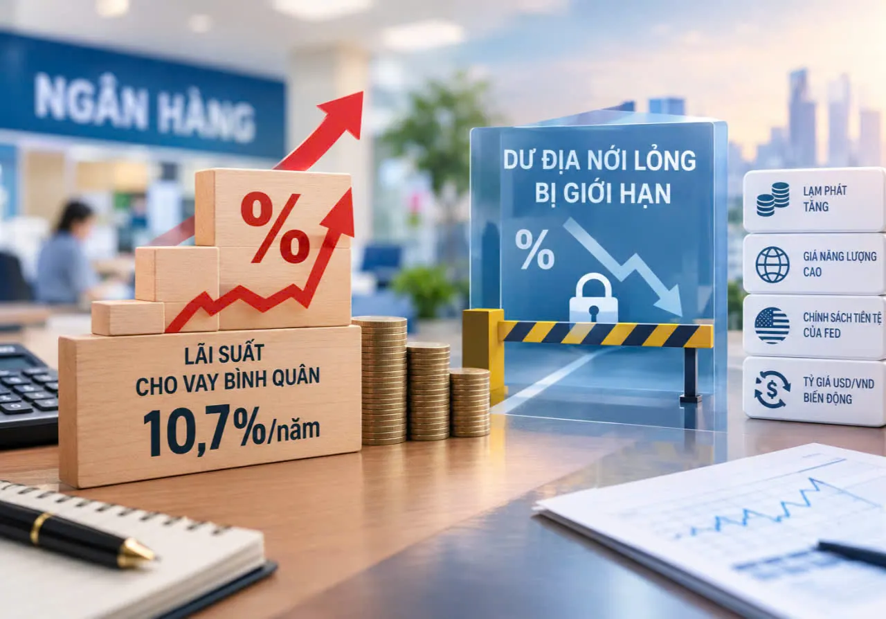 Lãi suất cho vay bình quân tăng lên 10,7%, dư địa nới lỏng bị giới hạn