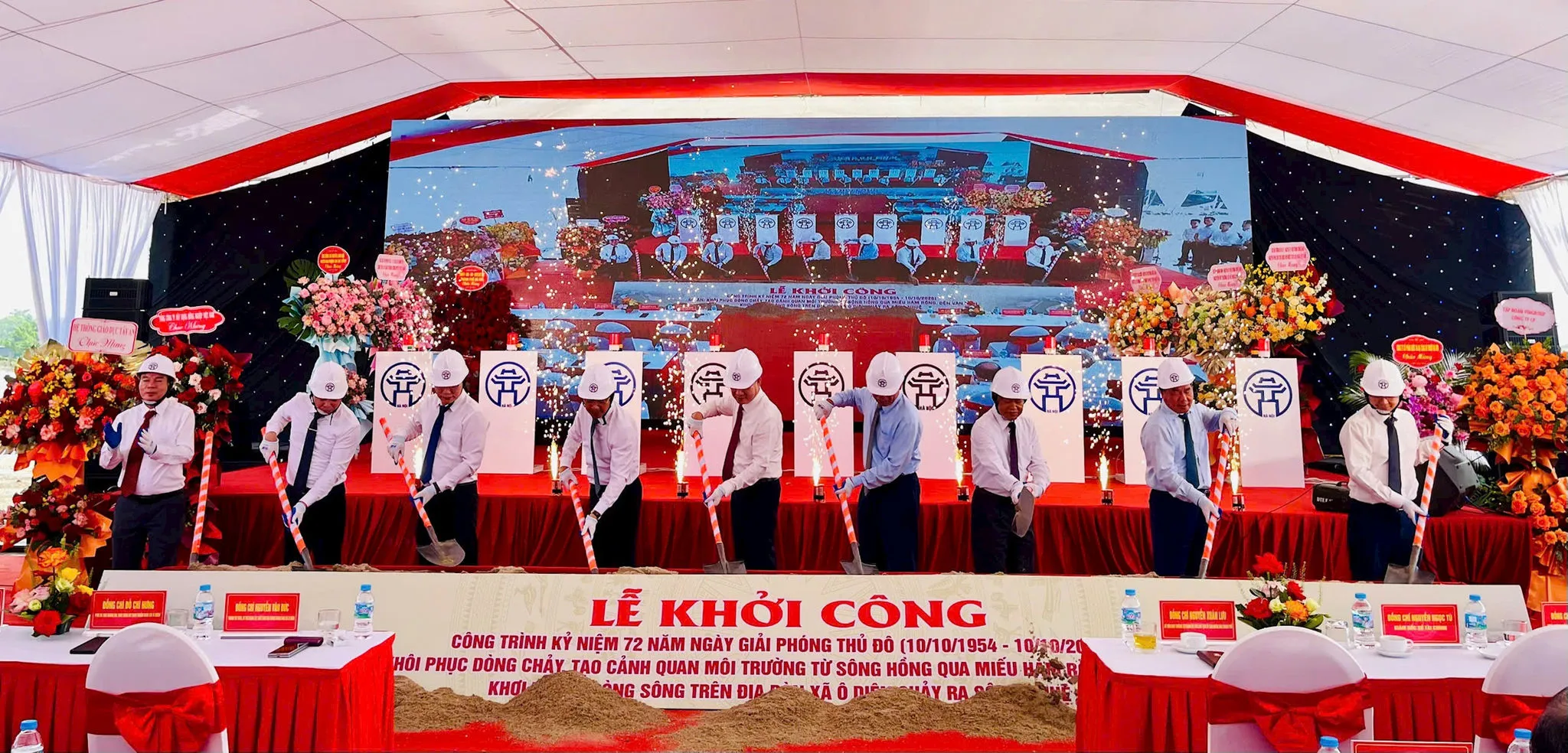 Xã Ô Diên khởi công dự án khơi thông dòng chảy sông Nhuệ, tạo cảnh quan môi trường 13,7km sông Hồng