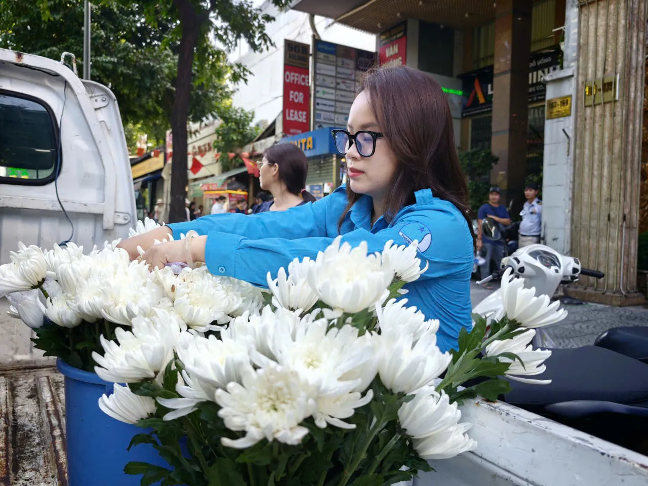 Nhành hoa trắng bên đường