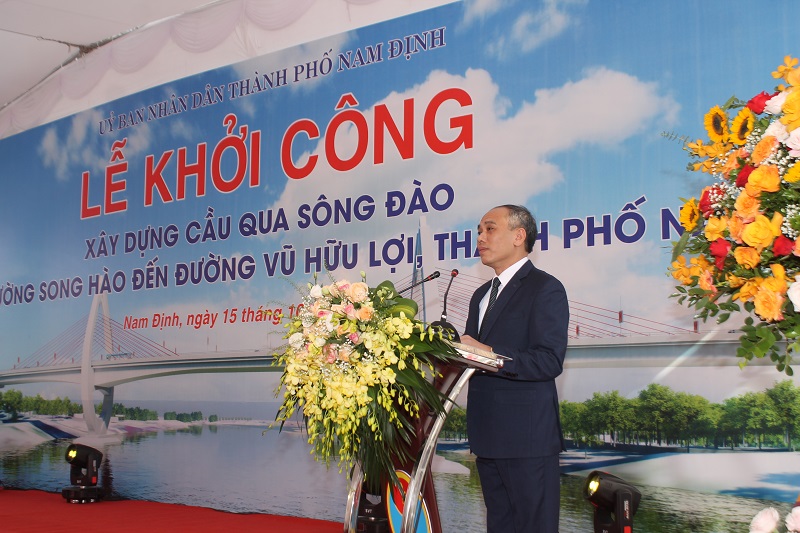 TP Nam Định khởi công xây dựng cầu dây văng qua sông Đào, tổng mức đầu tư 1.200 tỷ đồng