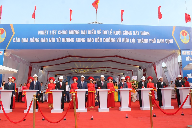 TP Nam Định khởi công xây dựng cầu dây văng qua sông Đào, tổng mức đầu tư 1.200 tỷ đồng
